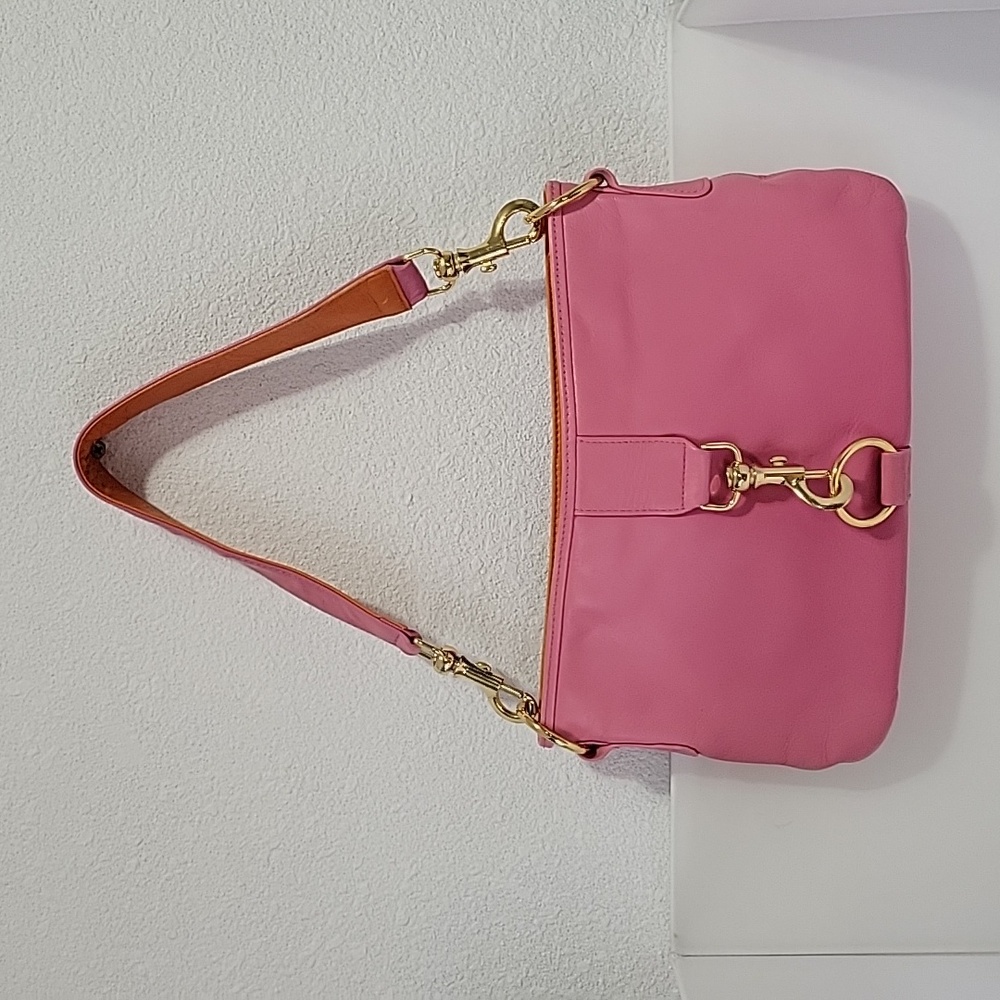 Pink/Orange Leather Zippered Bag